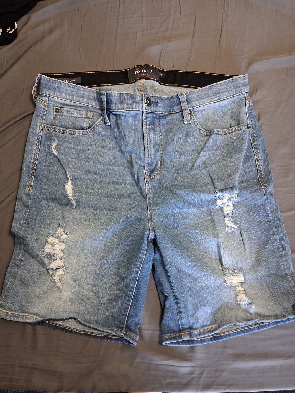 Torrid Premium Light Blue Distressed Denim Shorts
